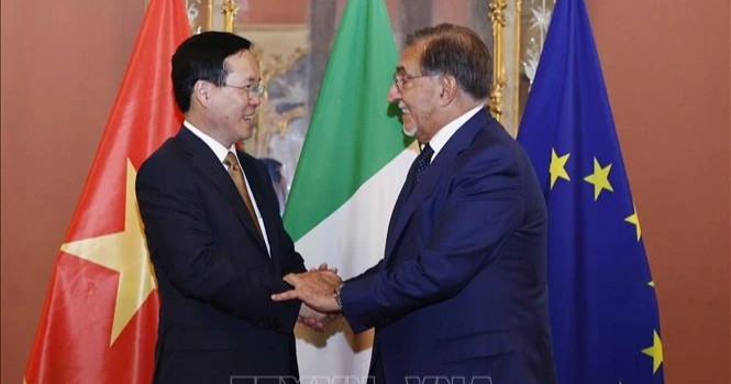 Chủ tịch nước Võ Văn Thưởng gặp Chủ tịch Thượng viện Italy Ignazio La Russa