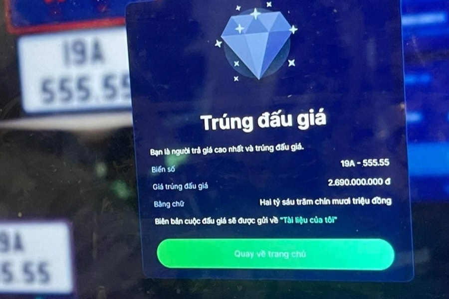 Biển số ô tô tải 60C-666.66 trúng đấu giá với số tiền hơn 1,7 tỷ đồng