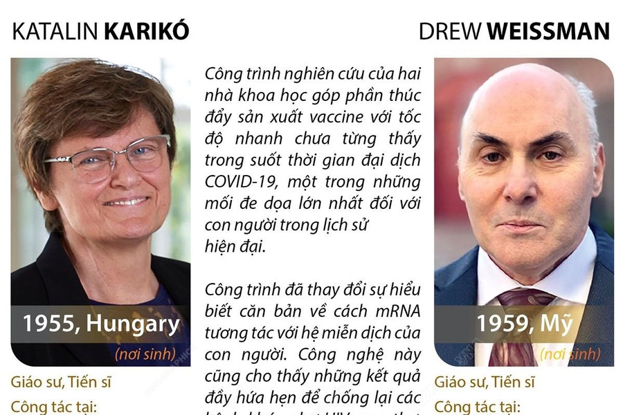 Giải Nobel Y sinh 2023 vinh danh hai nhà khoa học Hungary và Mỹ