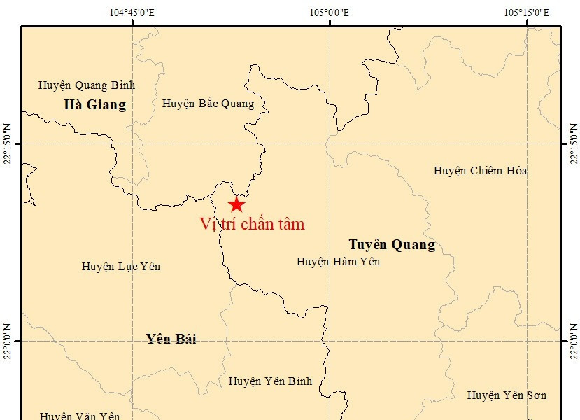 Tuyên Quang xảy ra động đất 4 độ, nhiều tỉnh cảm nhận được rung chấn
