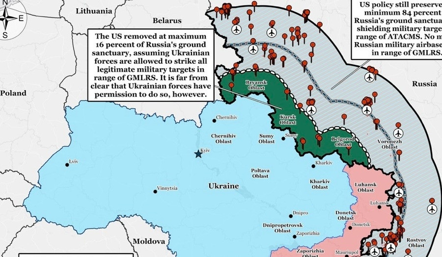 Bản đồ tiết lộ các căn cứ Nga trong phạm vi tấn công của tên lửa ATACMS