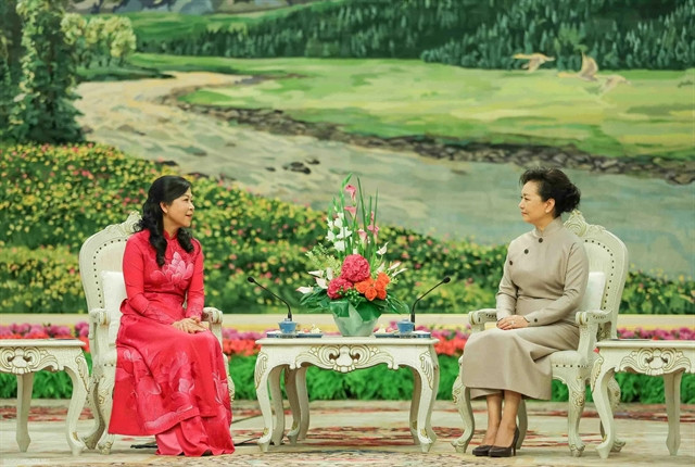 Vietnamese, Chinese first ladies enjoy tea, Chinese art performances