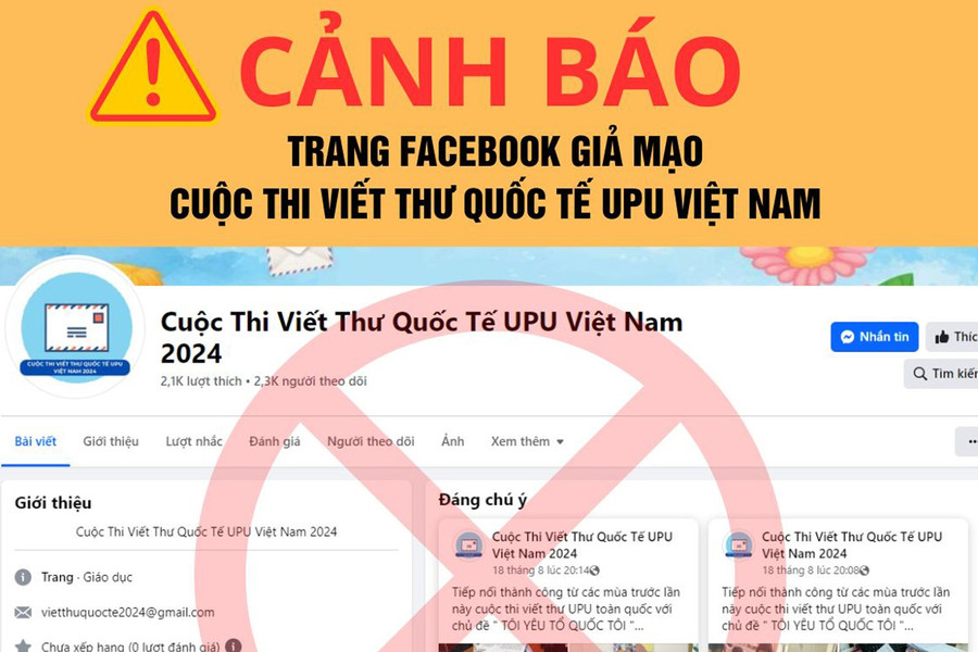 Xuất hiện fanpage mạo danh cuộc thi viết thư UPU để lừa phụ huynh, học sinh