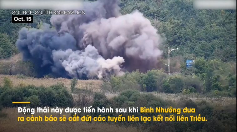 Công bố video Triều Tiên cho nổ tung tuyến đường kết nối với Hàn Quốc