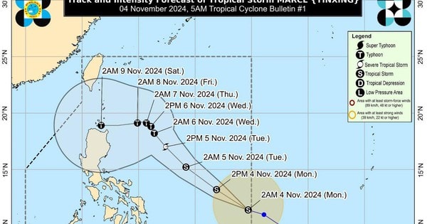 Áp thấp gần Philippines mạnh lên thành bão, có thể thành cuồng phong