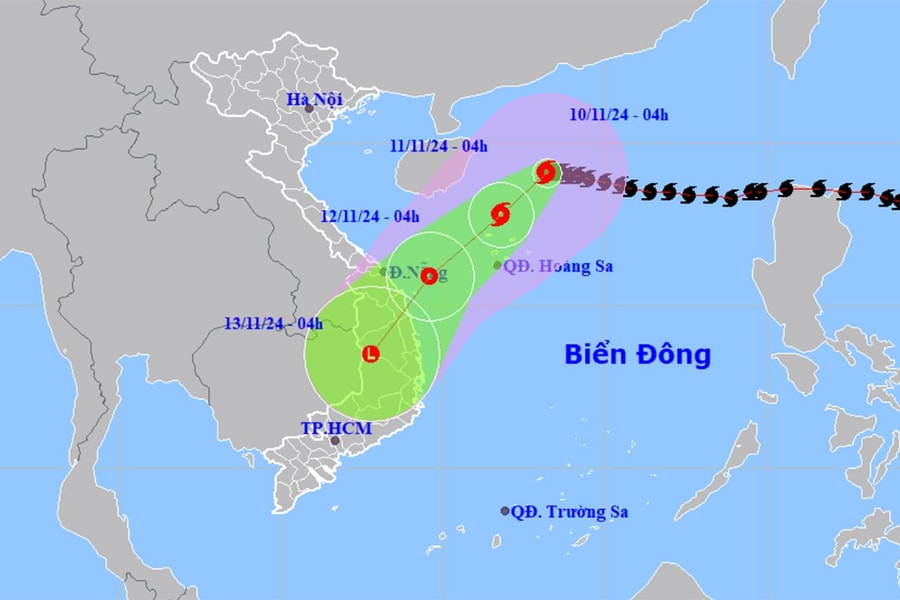 Bão số 7 mạnh cấp 14, hướng về vùng biển Quảng Trị đến Quảng Ngãi