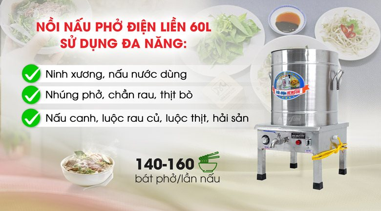 Tham khảo địa chỉ nồi điện nấu phở 60 lít giá rẻ nhất thị trường