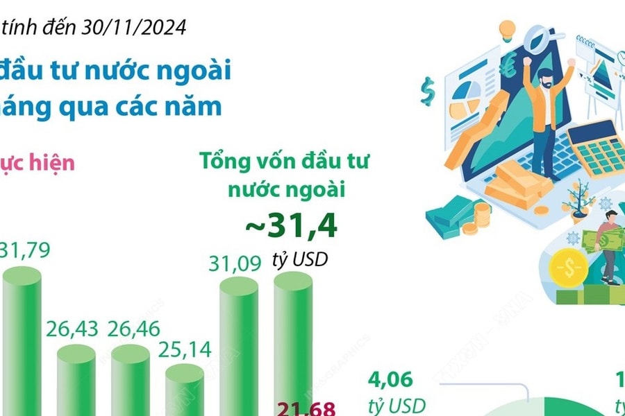 Tổng vốn FDI đăng ký vào Việt Nam đạt gần 31,4 tỷ USD trong 11 tháng