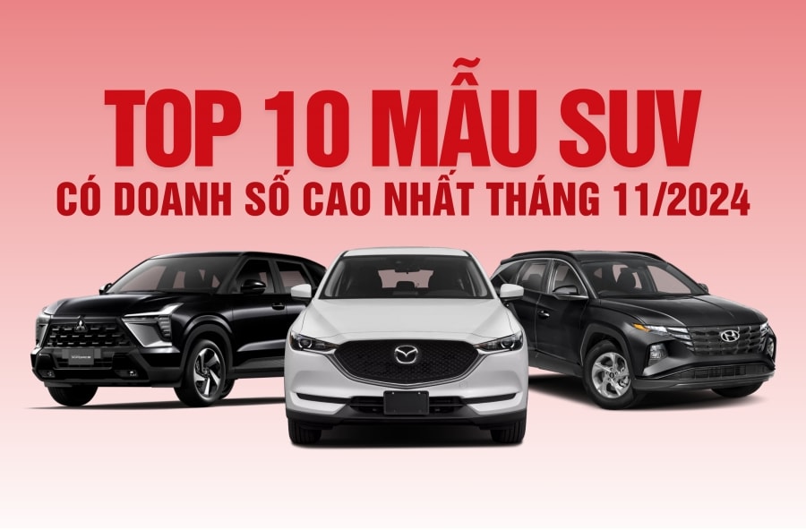 Top 10 SUV bán chạy nhất tháng 11/2024