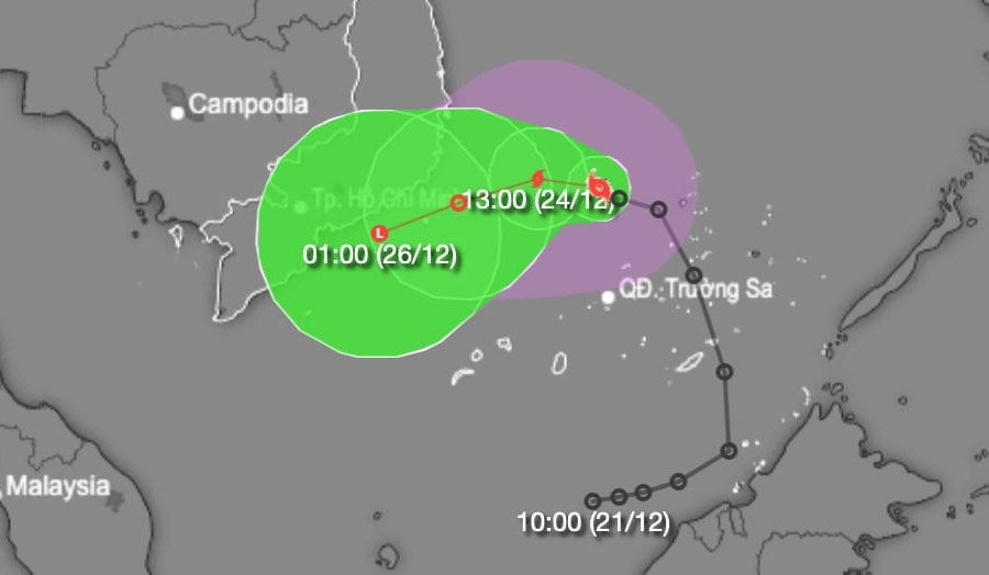 Biển Đông đón bão số 10, hướng về vùng biển Phú Yên đến Bà Rịa - Vũng Tàu