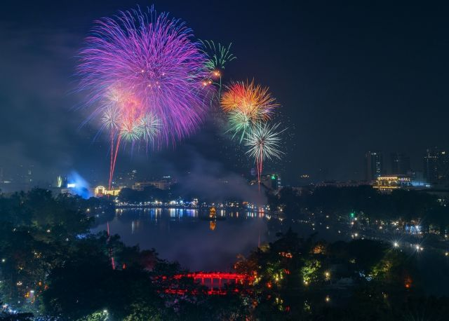 Fireworks light up the New Year